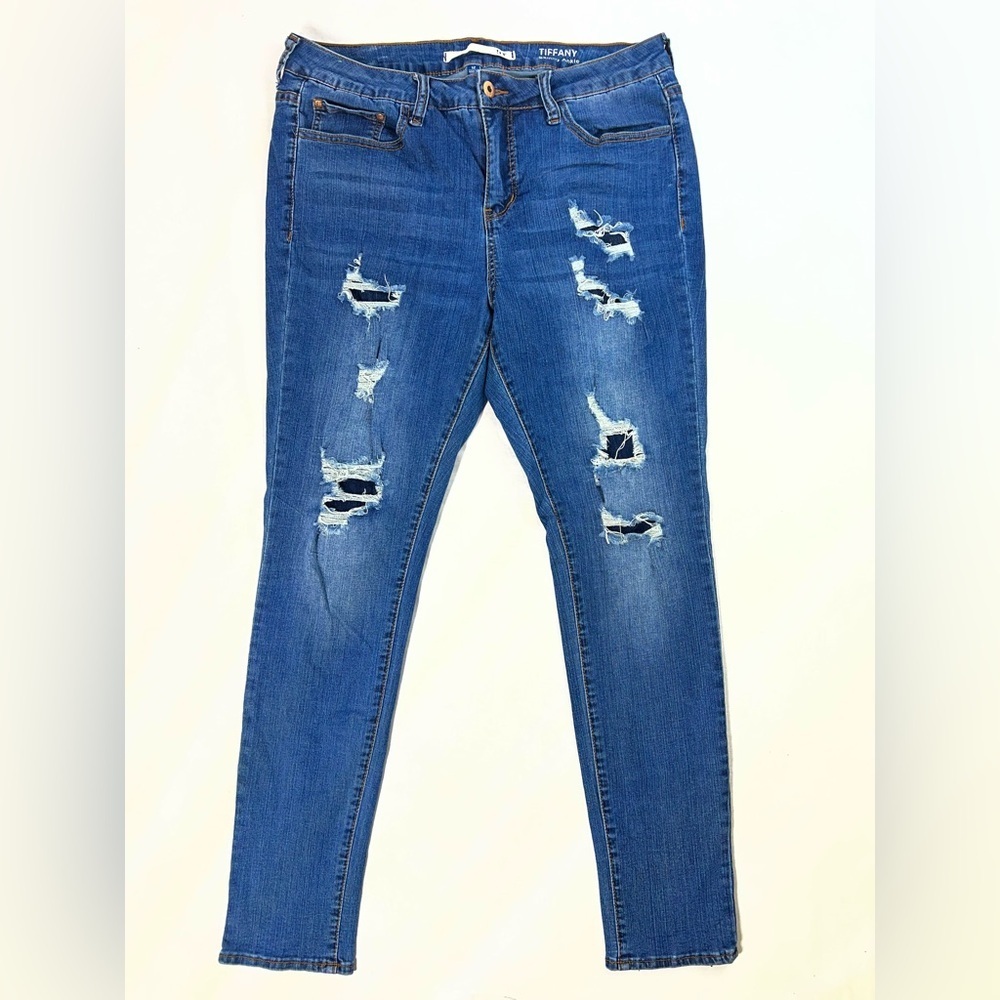 !IT-Tiffany Skinny Distressed Ankle Stretch Denim Jeans Women's size 12 B-3 - Picture 1 of 7